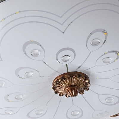 Bowl LED Ceiling Flush Countryside Circular White Glass Flushmount Lighting for Bedroom