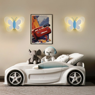 Butterfly Shape Wall Sconce Light Contemporary Modern Acrylic and Metal Shade Wall Light for Kid's Room