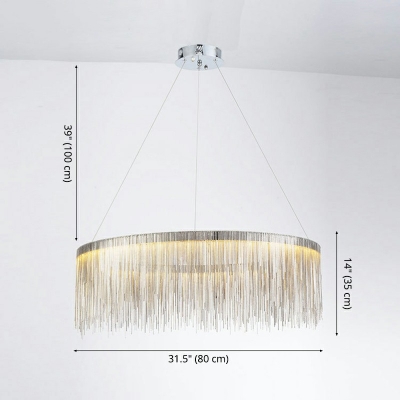 Cricle Chandelier Light Fixture Post-Modern Contemporary Metal and Tassel Shade Indoor Lamp