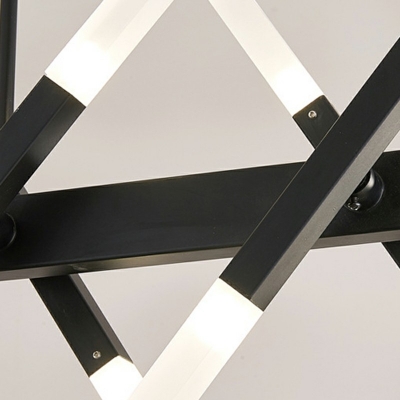 Crossed Adjustable Island Light Fixture 20 Lights Modern Contracted Metal Shade Lamp for Bedroom