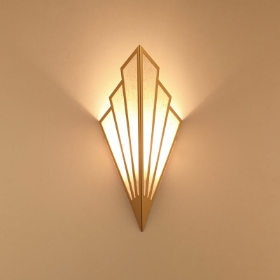 Fan-Shaped Wall Sconce Light Contemporary Modern Metal and Flax Shade Indoor Wall Light