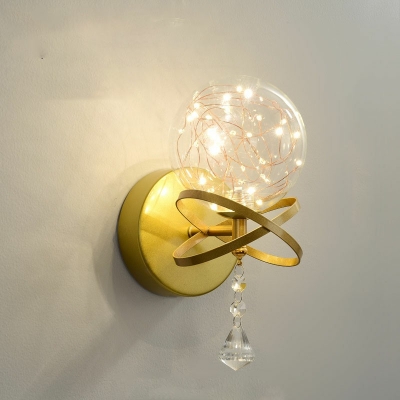 Gypsophila Globe Wall Sconce Light Contracted Modern Metal and Glass Shade Indoor Wall Light