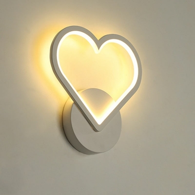 Heart Shape Wall Sconce Light Contemporary Modern Acrylic and Iron Shade LED Light for Bedroom