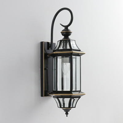Industrial Sconce Glass 1 Light Metal Wall Mounted Light Fixture in Black