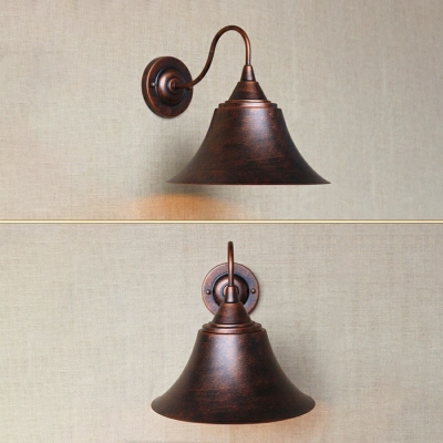 Industrial Style Bell Shaped Wall Lamp Metal 1 Light Wall Light