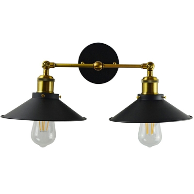 Industrial Style Cone Shade Wall Lamp Metal 2 Light Wall Light