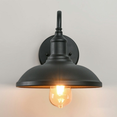 Industrial Vintage Barn Shaped Wall Light Metal 1 Light Wall Lamp in Black