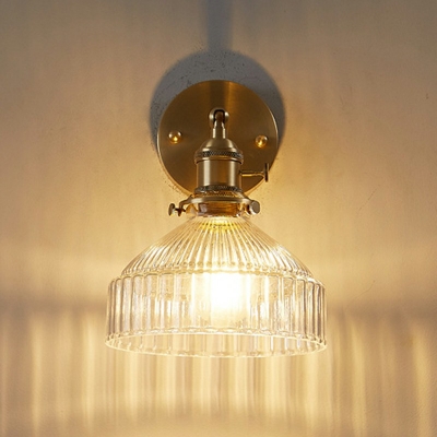 Industrial Vintage Cone Shade Wall Lamp Brass 1 Light Wall Light for Bedroom