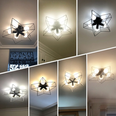 Metal Star Shade Retro Industrial Style Ceiling Light Fixture with 5 Light Ceiling Mount Semi Flush Ceiling Fixture