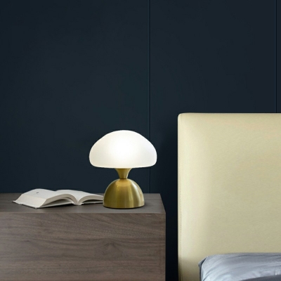 Mini Table Lamp Bedside Nightstand Light White Glass 1-Bulb Postmodern Table Lamp in Gold
