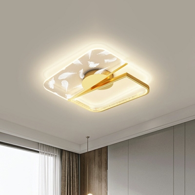 Minimalist Ceiling Lighting White Light Flush Mount Lighting with Feather Pattern
