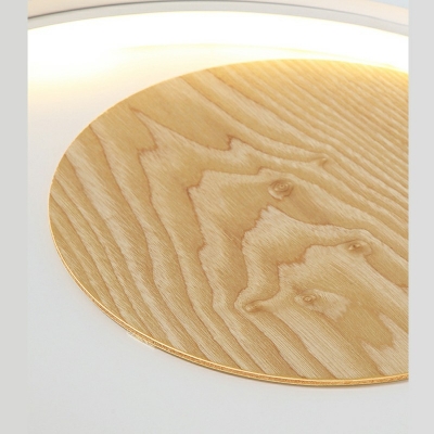 Modern Creative Flush Mount Fixture Dimmable Acrylic and Light Wood Shade Flush Light, 12