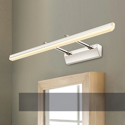 Modern Led Bathroom Lighting Metallic Wall Mount Light with Arcylic Shade in Silver for Bathroom