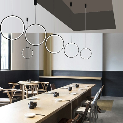 Modern Minimalist Pendant Light Black Nordic Simplicity Hanging Light Fixtures for Living Room