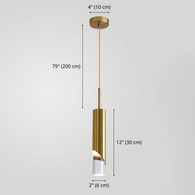 Modern Style Cylinder Hanging Light Metal Acrylic LED Pendant Light for Bedside