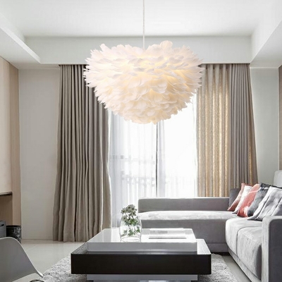 Modern Style Hanging Lights Feather Chandelier for Living Room Children's Room