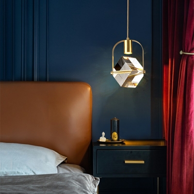 Modern Style LED Hanging Light Nordic Style Crystal Metal Pendant Light for Bedside