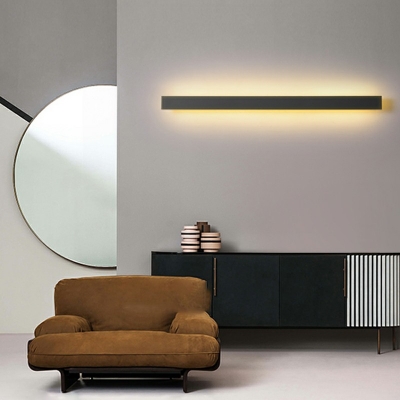 Modern Style Linear  Wall Lamp Metal 1 Light Wall Light in Black for Bedroom