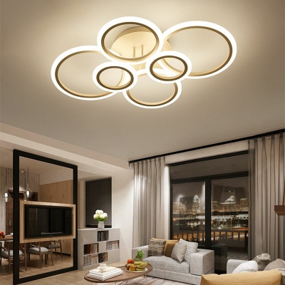 Modern Style Ring Shaped Flush Mount Light Acrylic 6 Light Ceiling Light for Bedroom