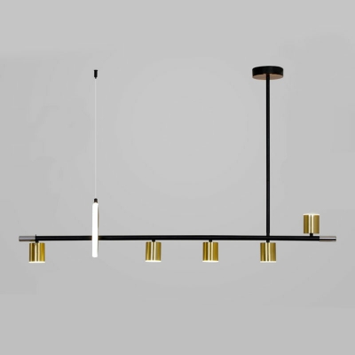 Modern Style Simple Cylinder Shade Island Pendant Metal 6 Light Island Light for Restaurant