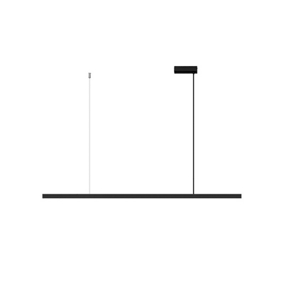 Modern Style Simple Linear Island Pendant Metal 1 Light Island Light in Black for Dinning Room