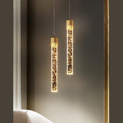 Post Modern LED Pendant Lights Crystal Tube Hanging Pendant Lights for Cafe Restaurant