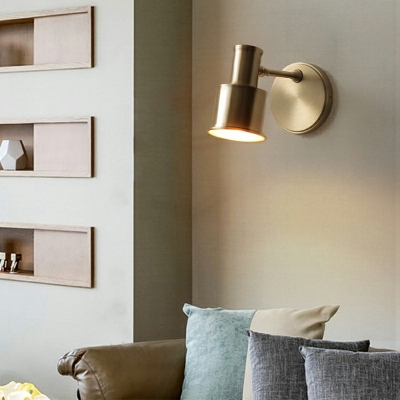 Postmodern Single Wall Hanging Light Ball Wall Lamp with Gold Cylinder Shade