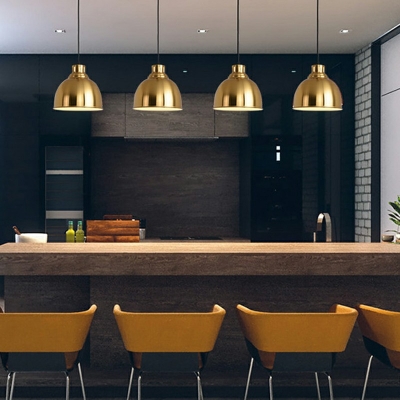 Postmodern Style Bowl Hanging Light Platting Metal LED Pendant Light for Dinning Room