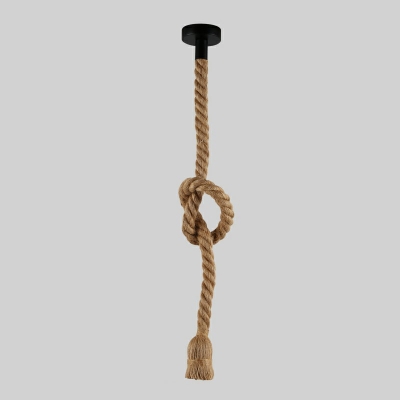Single Naked Bulb Design Pendant Farmhouse Stranded Hemp Rope Pendulum Light