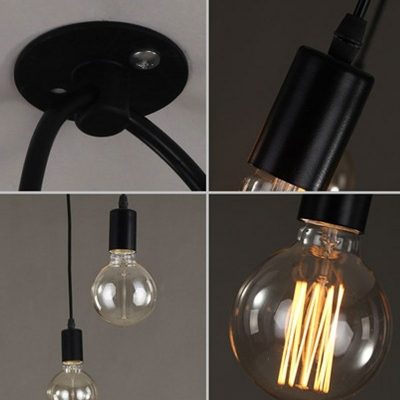 Swag Antique Hanging Lamps Black Rustic Pendant Light Metal Pendant Light in 8 Heads
