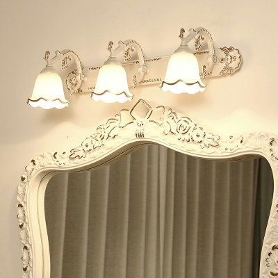 Traditionalism Style Milk Glass Vanity Light Fixture Metal Bell Shape Bathroom Wall Mounted Light