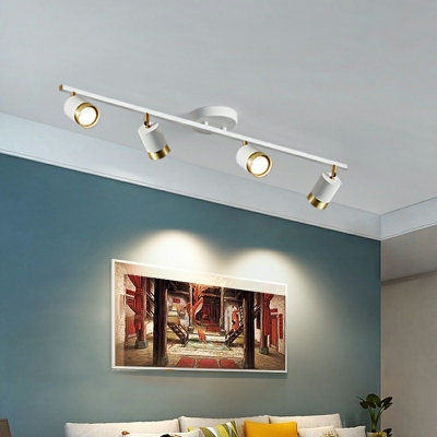 Tube Living Room Ceiling Track Lighting Metal Modernism Semi Flush Light Fixture with Iron Shade