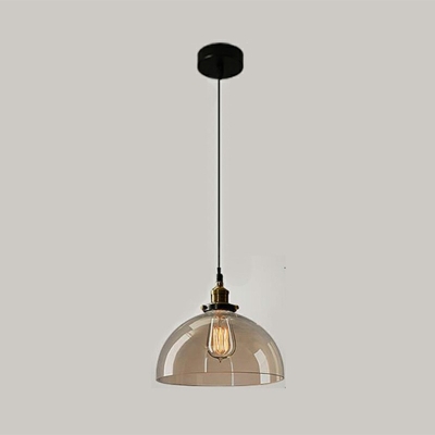 1 Bulb Glass Pendant Lamp Vintage Brass Finish Geometric Shade Bedroom Hanging Ceiling Light