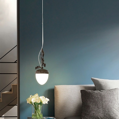 1-Head Art Deco Squirrel Lamp Holder Hanging Light Pine Cone Pendant Lamp for Bedroom