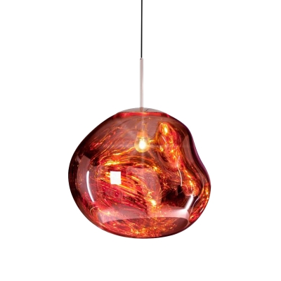 1 Head Ceiling Suspension Lamp Modern Style Irregular Stone-Like Glass Dining Room Pendant Lighting in Gold, 8