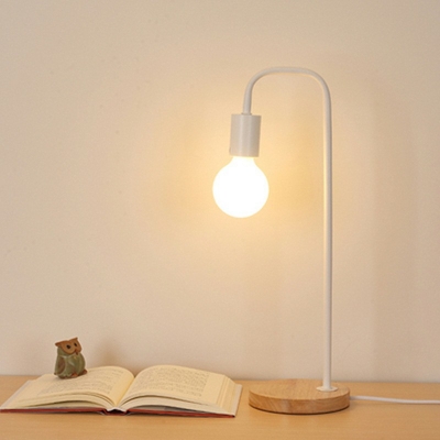 1 Light Exposed Bulb Table Light Modern Gooseneck Nightstand Lamp for Sleeping Room Study Room
