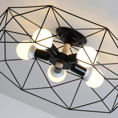 5-Light Ceiling Light Fixtures Loft Style Geometric Shape Flush Ceiling Light