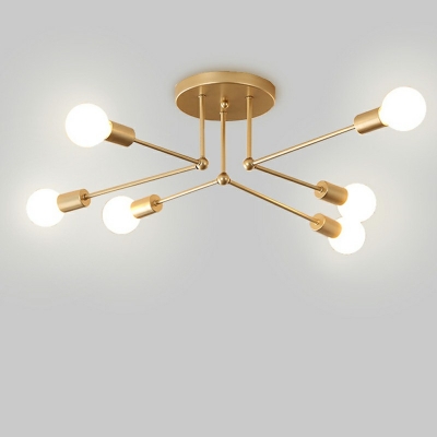 6-Light Flushmount Lighting Minimalist Style Sputnik Design ​Metal Ceiling Mounted Light