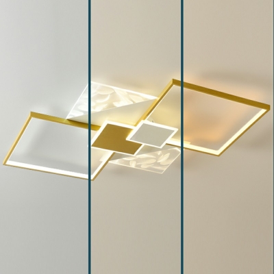 Acrylic Shade Contemporary Ceiling Light Rhombus LED Light Flush-Mount Ceiling Light