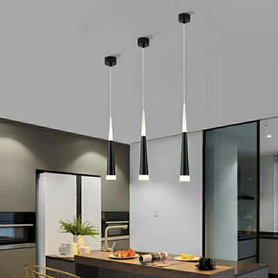 Black Tube Shape Hanging Lamp Nordic Style Arcylic LED 18