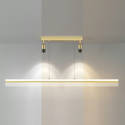 Contemporary LED Linear Island Ceiling Light with Spotlight for Dining Room