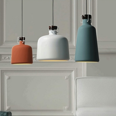 Contemporary Macaroon Style Metal 1 Light Hanging Light Kettle Shaped Pendant Light for Dining Room