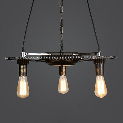 Industrial Gear Shaped Multi Light Pendant Metal 3 Light Hanging Lamp