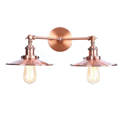 Industrial Style Bowl Shade Wall Lamp Metal 2 Light Wall Light for Restaurant