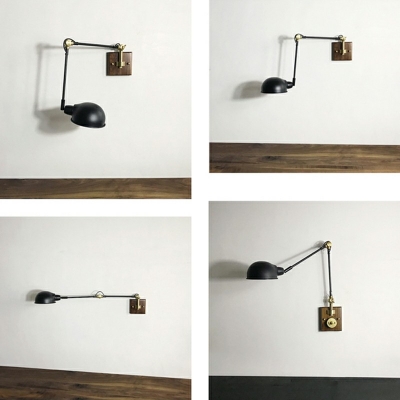 Industrial Swing Arm Wall Lamp Lighting Fixtures 1 Light Black Wrought Iron Sconces
