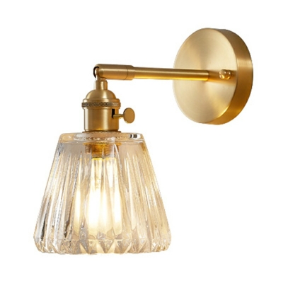 Industrial Vintage Cone Shade Wall Lamp Brass 1 Light Wall Lamp for Bedroom