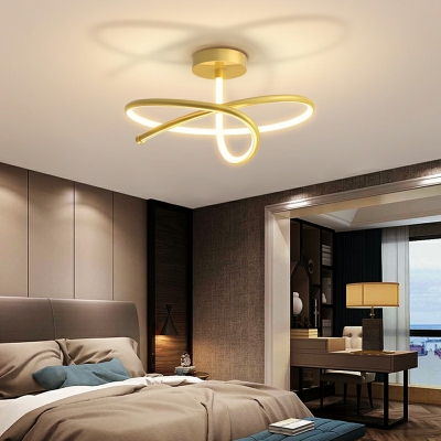 Linear Aluminum Semi-Flushmount Light Modern Crossed Design LED Ceiling Light