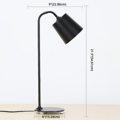Metal 1-Light Gooseneck Table Light Study Room Reading Table Lamp in Black/White