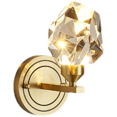 Modern Luxury Style Gold 1 Light Crystal Geometric Wall Light LED Wall Sconce in Third Gear Light for Bedroom
