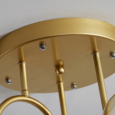 Modern Style Globe Shade Semi Flush Mount Light Glass 6 Light Ceiling Light for Living Room